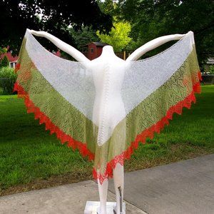 Massive Hand Knit Mohair/Silk Shawl - 104"w x 41"d